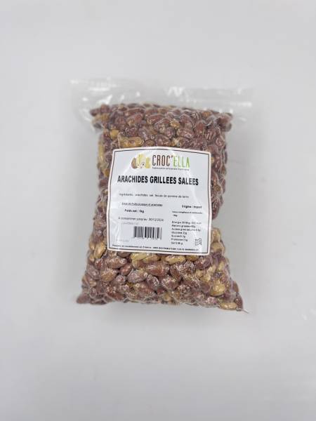 arachides grillées salées en sac sous vide 1kg croc'ella