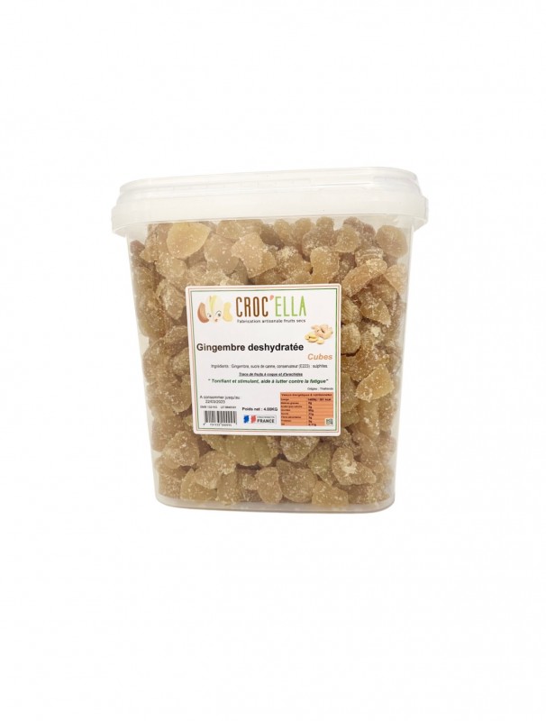Gingembre déshydraté ou gingembre confit en gros fruits déshydratés et mélange de fruits secs CROC’ELLA PACA Marseille