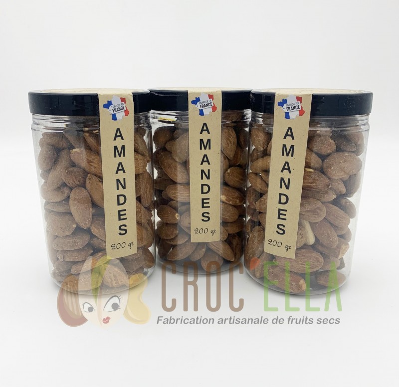 Amandes torréfiées salées en pot de 200gr pour professionnel de l'alimentation en France
