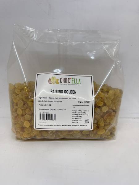 Raisin golden en gros  fruits secs fruits séchés CROC'ELLA pour grossiste et distributeur en France