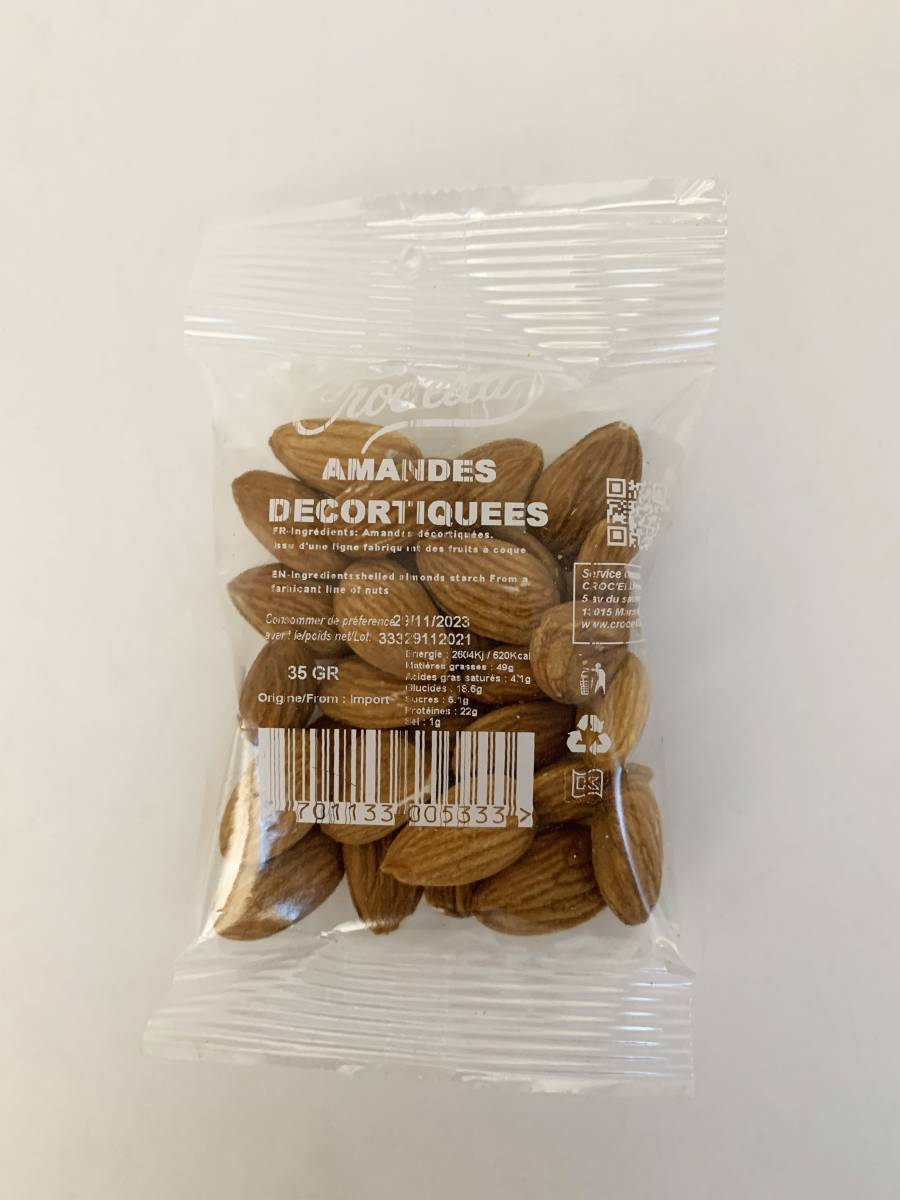 Amandes décortiquées sachet snacking pour professionnel alimentaire en France