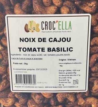 noix de cajou tomate basilic fruits secs épicés gamme classique CROC'ELLA PACA