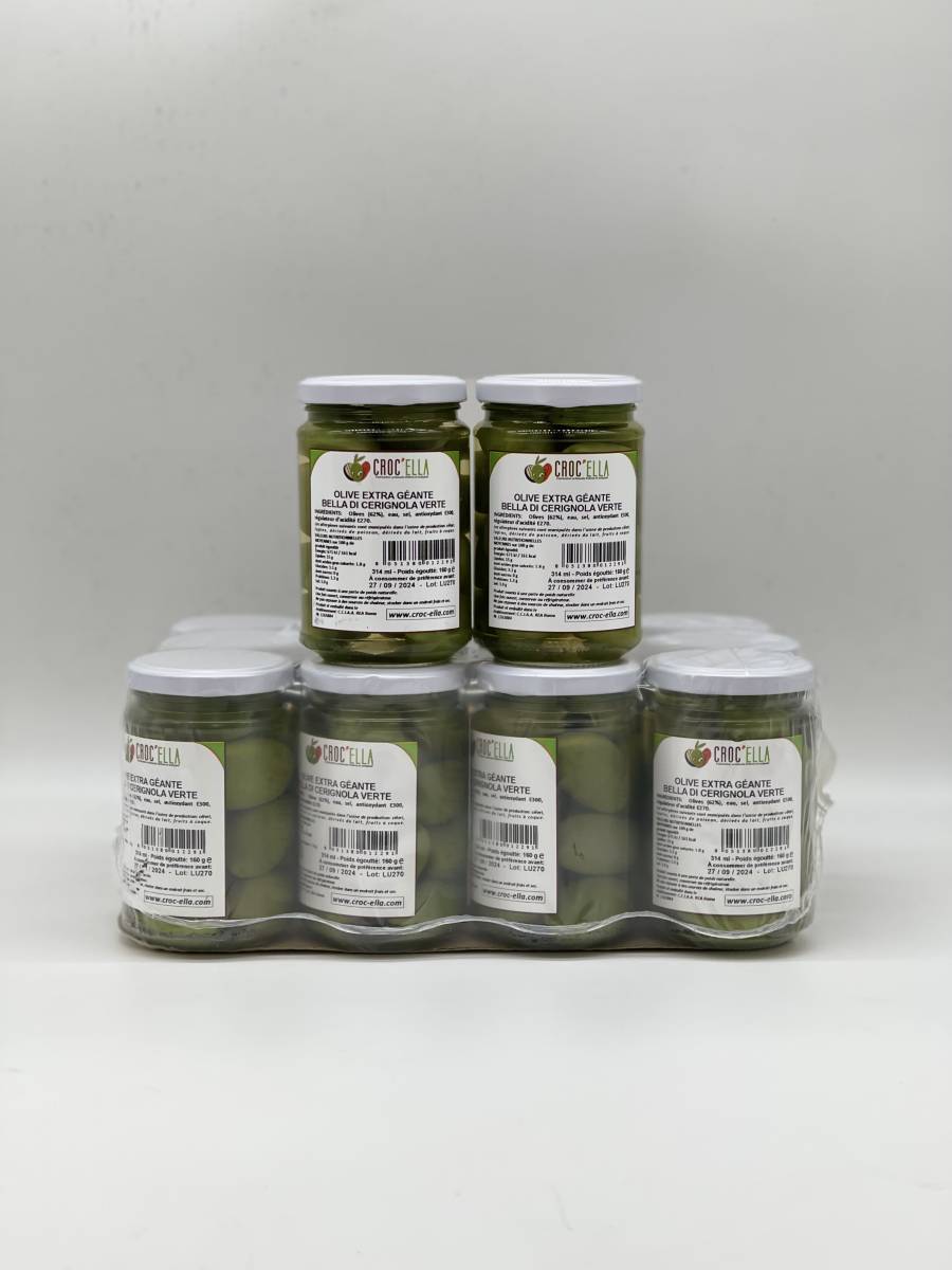 Olives Bella di Cerignola Bocal 160gr vendus par 12