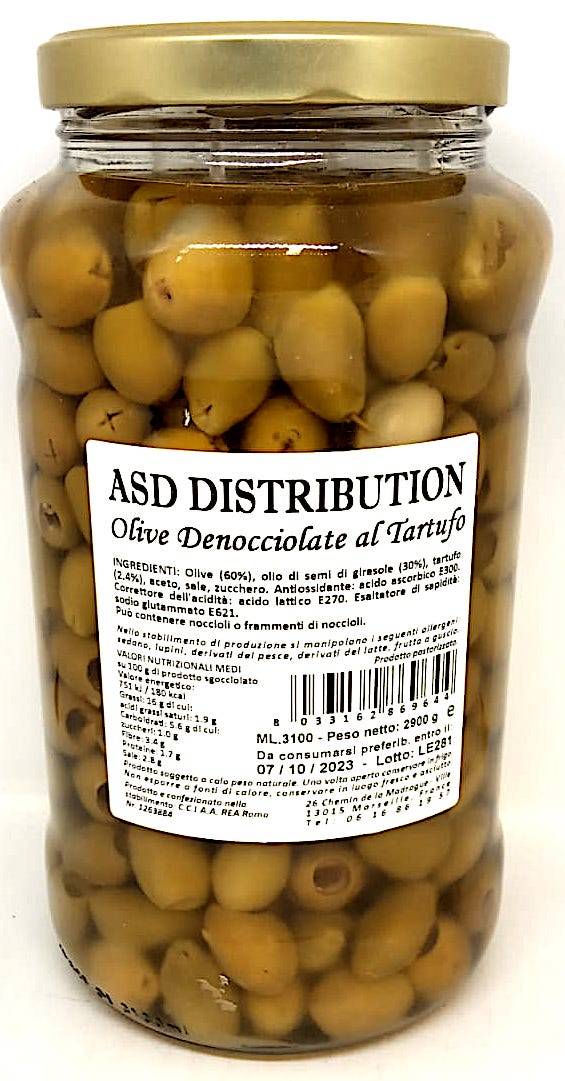 Olives à la truffe bocal de 2,9kg originaire d'Italie pour professionnel alimentaire en France