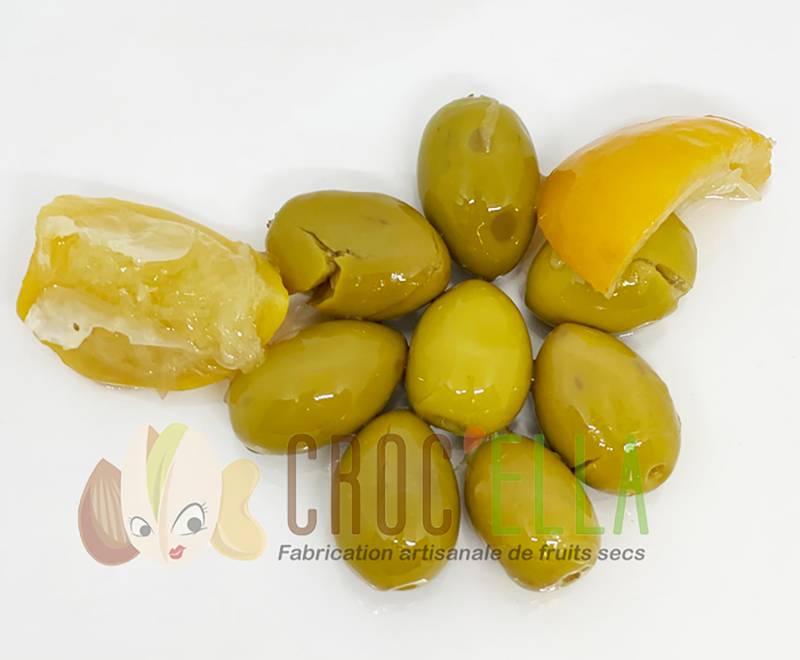 Olives vertes cassées citron 8 kg Olives du Maroc pour professionnel alimentaire en France