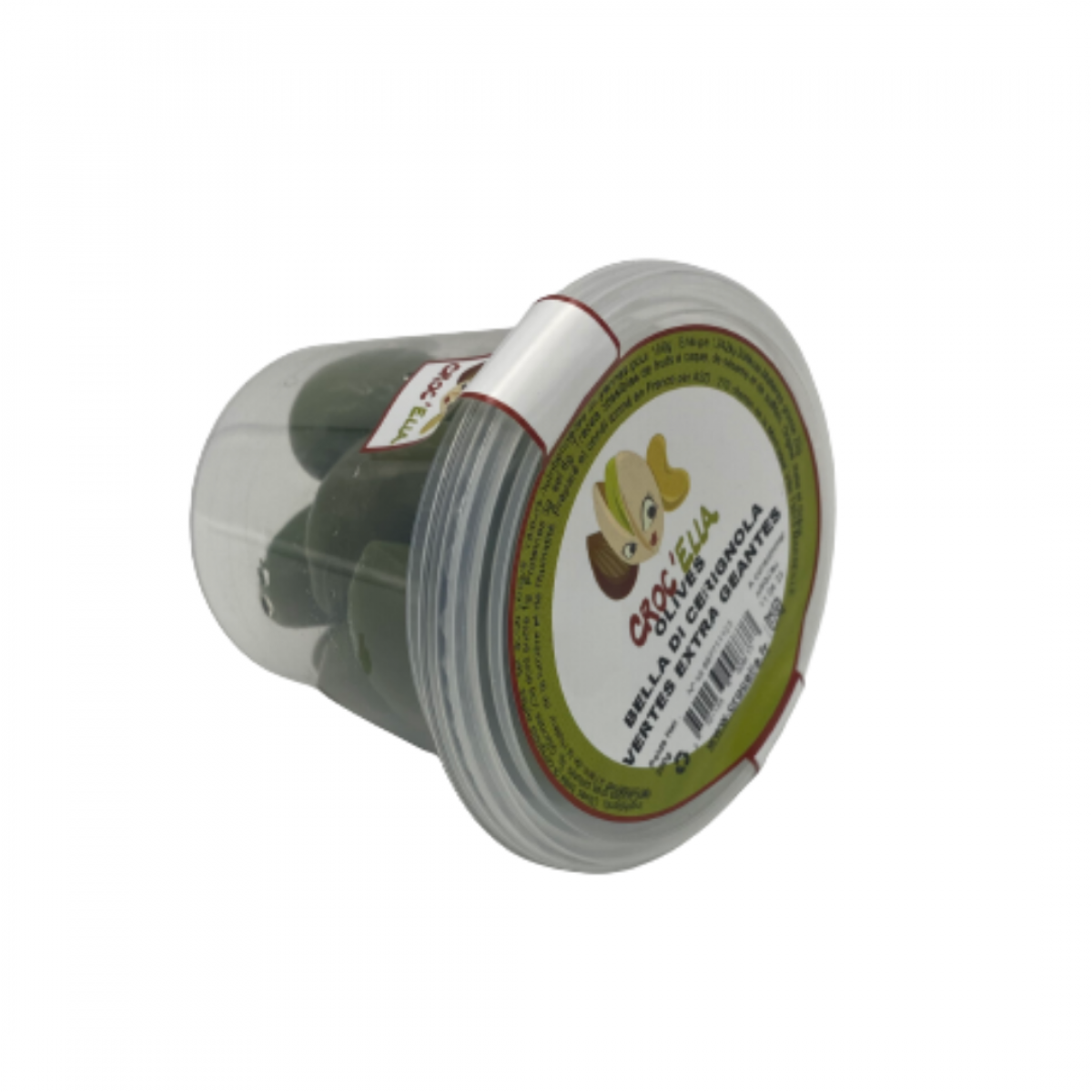 Olives vertes Bella di Cerignola extra géantes CROC’ELLA - pot de 200 grammes pour professionnel de l’agroalimentaire en FRANCE