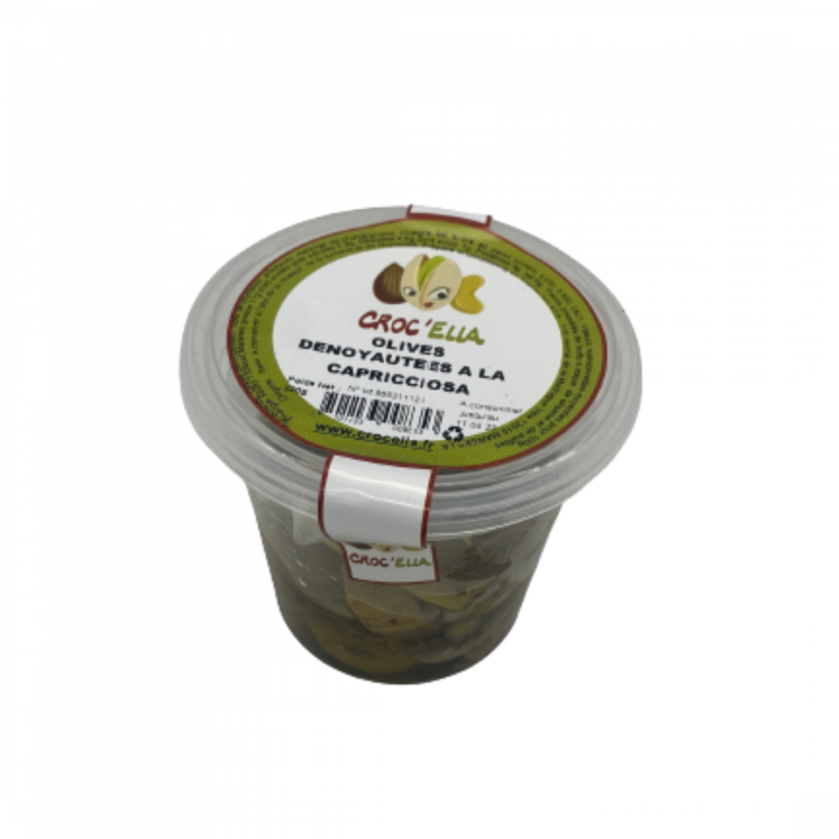 Olives dénoyautées à la Capricciosa CROC’ELLA - pot de 200 grammes pour grossistes et distributeurs en FRANCE
