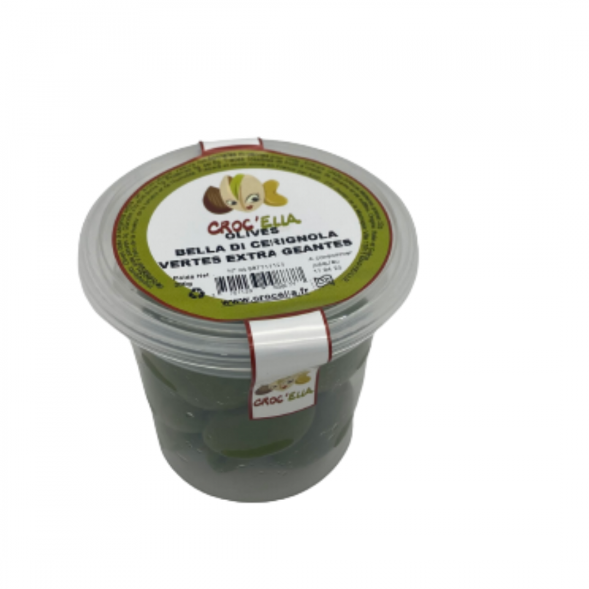 Olives vertes Bella di Cerignola extra géantes CROC’ELLA - pot de 200 grammes pour professionnel de l’agroalimentaire en FRANCE
