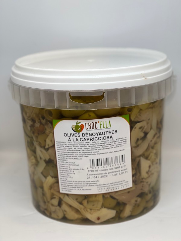 Olives à la Capricciosa seaux olives Italie CROC’ELLA pour professionnel alimentaire France