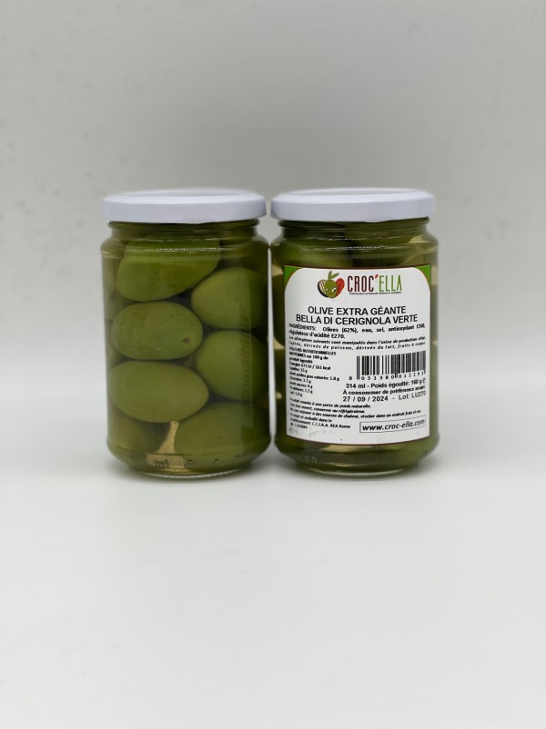 Olives « Bella di Cerignola » olives d’Italie CROC ELLA Marseille