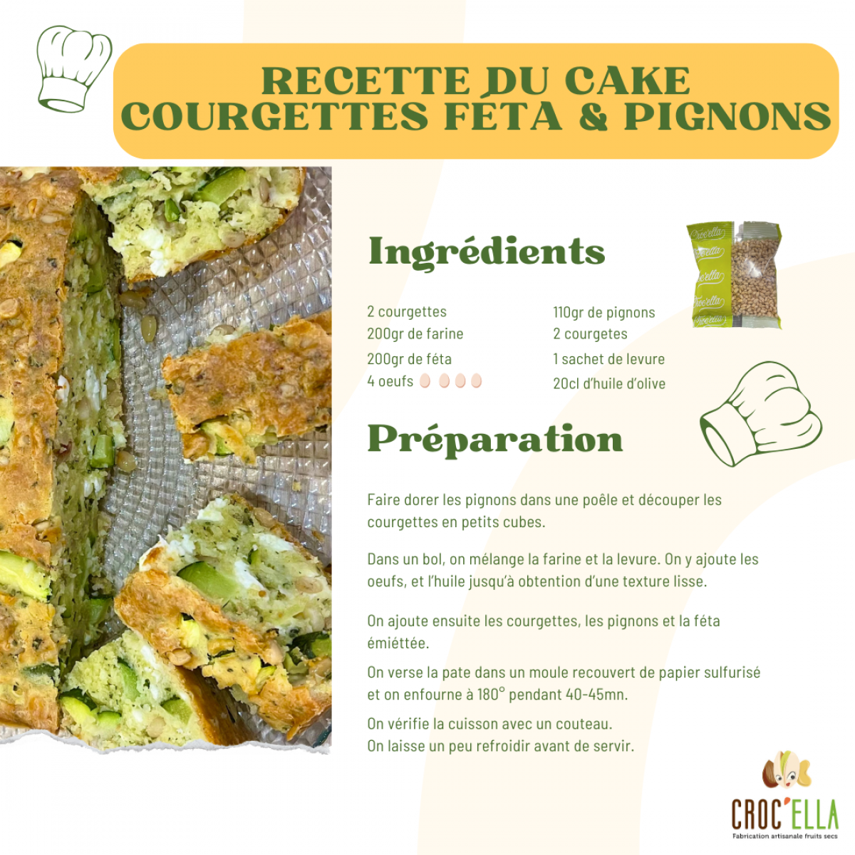 recette cake courgette féta pignons